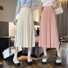 Юбки для женщин, модная элегантная эластичная базовая плиссированная юбка с высокой талией, однотонная повседневная летняя миди-юбка трапециевидной формы