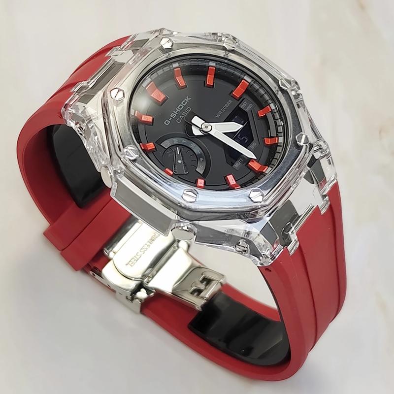 Casio Мужские часы Casio G-Shock GA-2100-1A с двойным дисплеем (жидкокристаллический/аналоговый), 44 мм, черные -