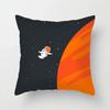 Cartoon Astronaut Polyester Pillowcase Black Orange Moon Bicycle Cushion Cover Decorative Decoration