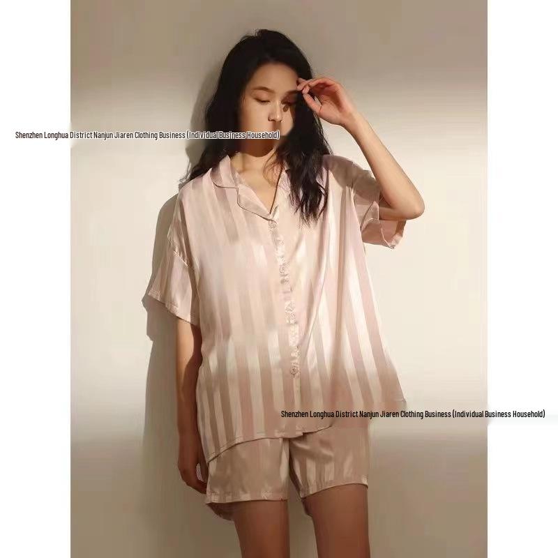 Женская пижама из шелка Ice Silk Plaid 2024 года, весна/лето — комплект из двух предметов с длинными рукавами