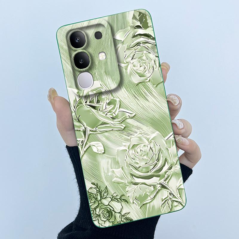 Чехол для телефона Vivo Y29 4G Модный Минимализм Масляная Живопись Цветок Мягкий Жидкий Силикон Задняя Крышка Для Vivo Y 29 4G Fundas