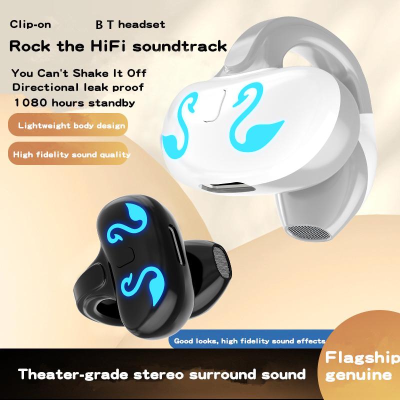 1Pc Ear Clip Wireless Headset V5.3 Non In Ear Single Ear OWS Bluetooth Earphones Running Sports Universal Headphones