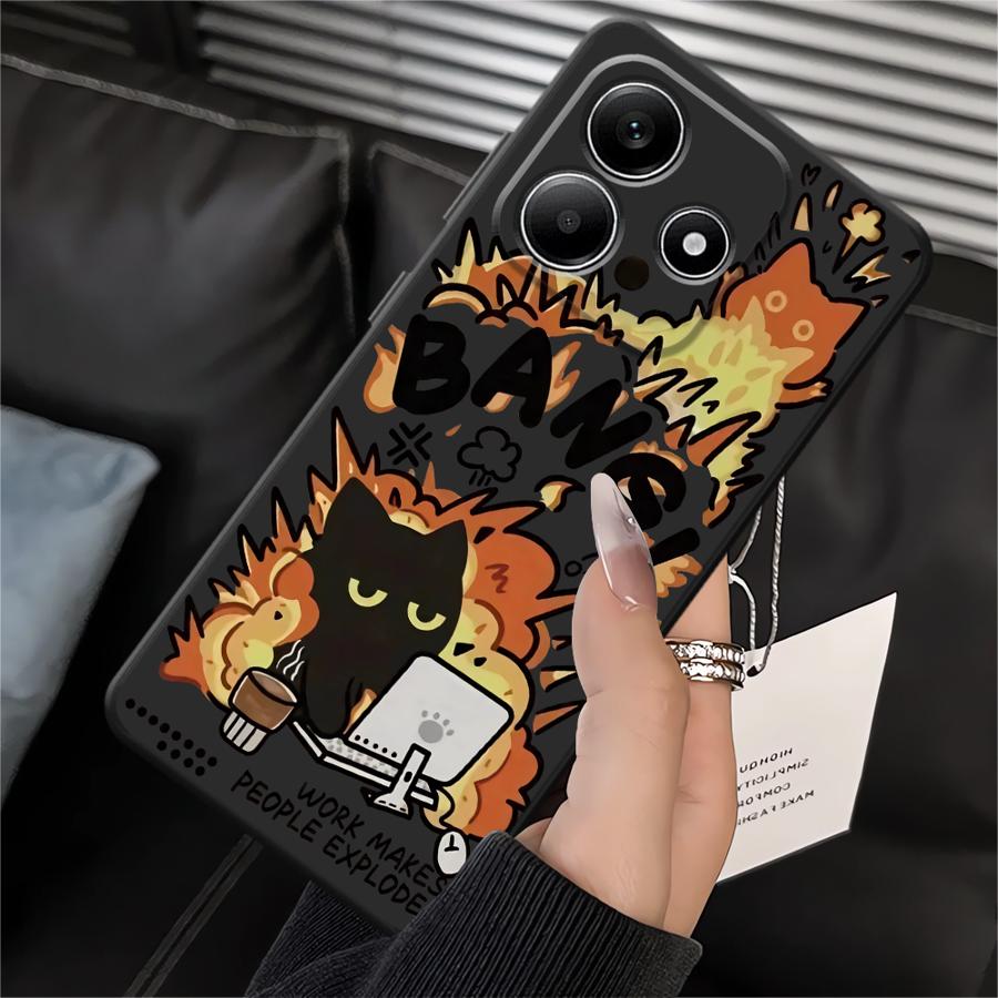 Чехол-соусник с котиком для Xiaomi Redmi Note 14 11S 14C 13 Pro Plus 9 8 7 12S A4 A5 12C 13C K40 K80 A1 A2 A3 12 11 Pro 10
