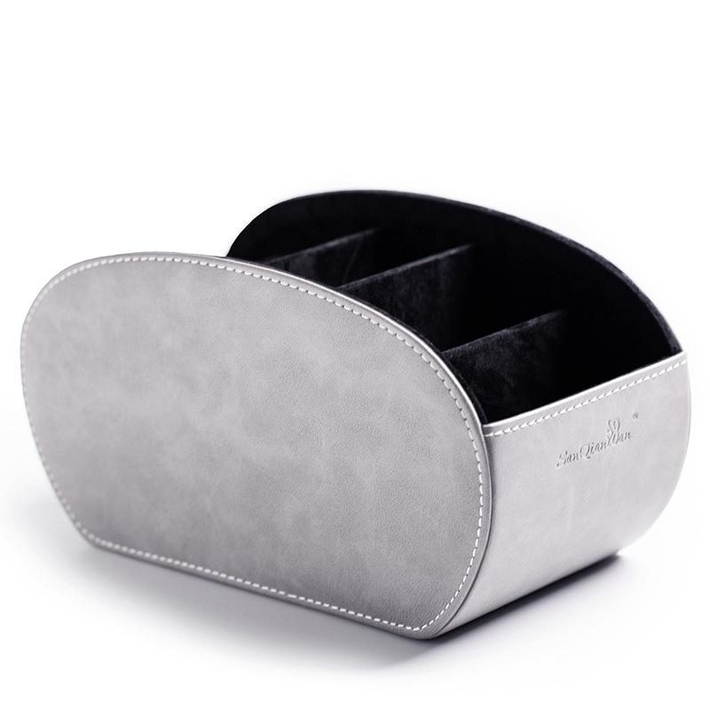 Multifunctional 5 Grid Desktop Pu Leather Organizer Remote Control Storage Box Cosmetics Makeup Brush Holder Sundries Stand