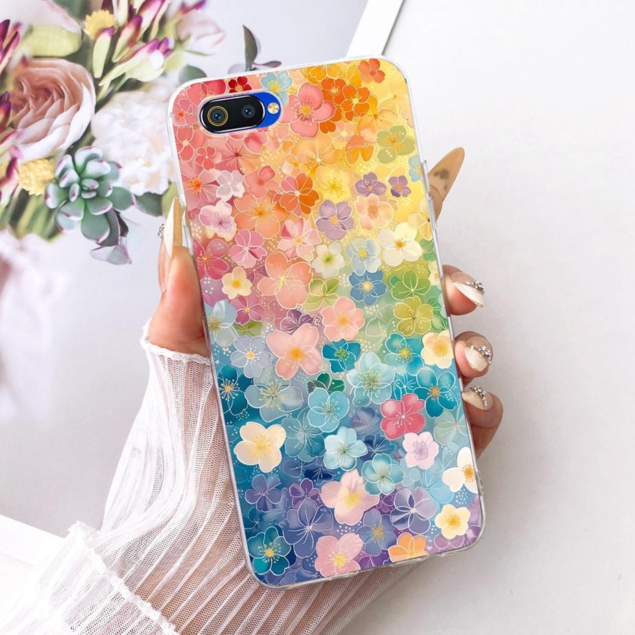 For Oppo A1k Case CPH1923 Luxury Flowers Butterfly Painted Cover Soft Silicone Case For Realme C2 RMX1941 OppoA1k RealmeC2 Shell