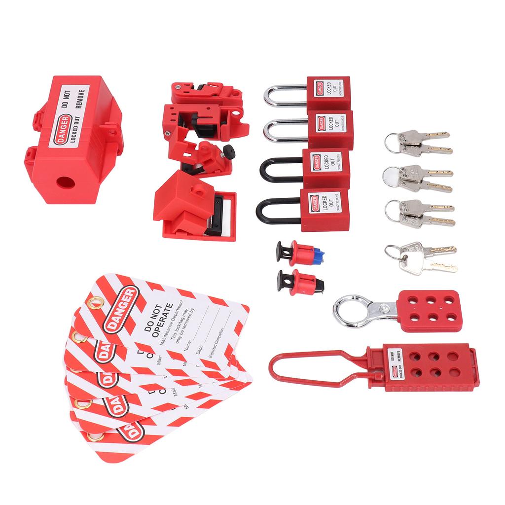 Electrical Lockout Tagout Kit Hasps Plug Lockout Loto Safety Locks Hanging Tags Keys and Storage Bag