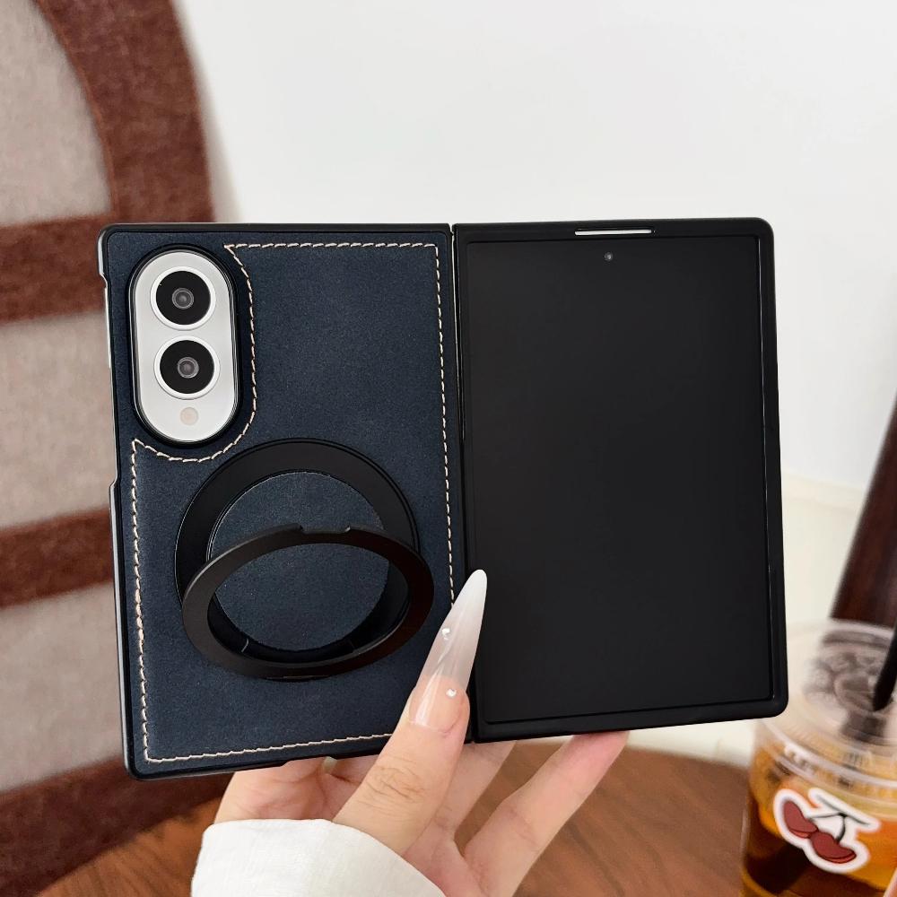 Sheepskin Pattern Leather Case for Samsung Galaxy Z Fold 8 Ultra Zfold 8 Wide Magnetic Rotating Bracket Wireless Charging Cover