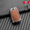 Volkswagen/Skoda Double-Sided Leather Zinc Alloy Car Key Case - Non-Signal Blocking, Full-Wrap Design