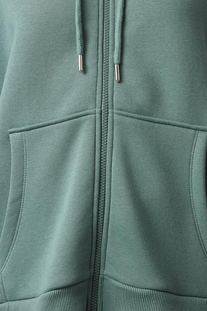 Women's Fashionable Stylish Sweatshirt Stone Oversize Comfortable Cut Basic Hooded Zippered Thick Inside Fleece Knitted Sweatshirt