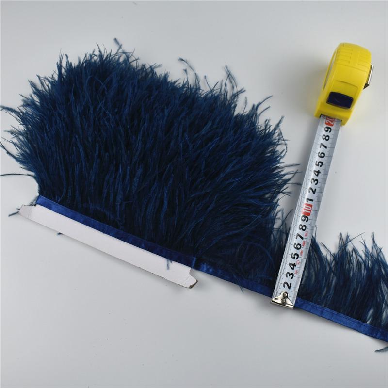 New 1M 5M 10Meter 8-10CM Navy Ostrich Feathers Trims Ribbon Fringe White Ostrich Feather For Craft Ribbon