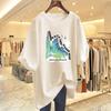 Heavy Pure Cotton New Design Sense Printed Short-sleeved T-shirt Ns Women's Tide Brand Summer Loose and Versatile Large Size Top Tide