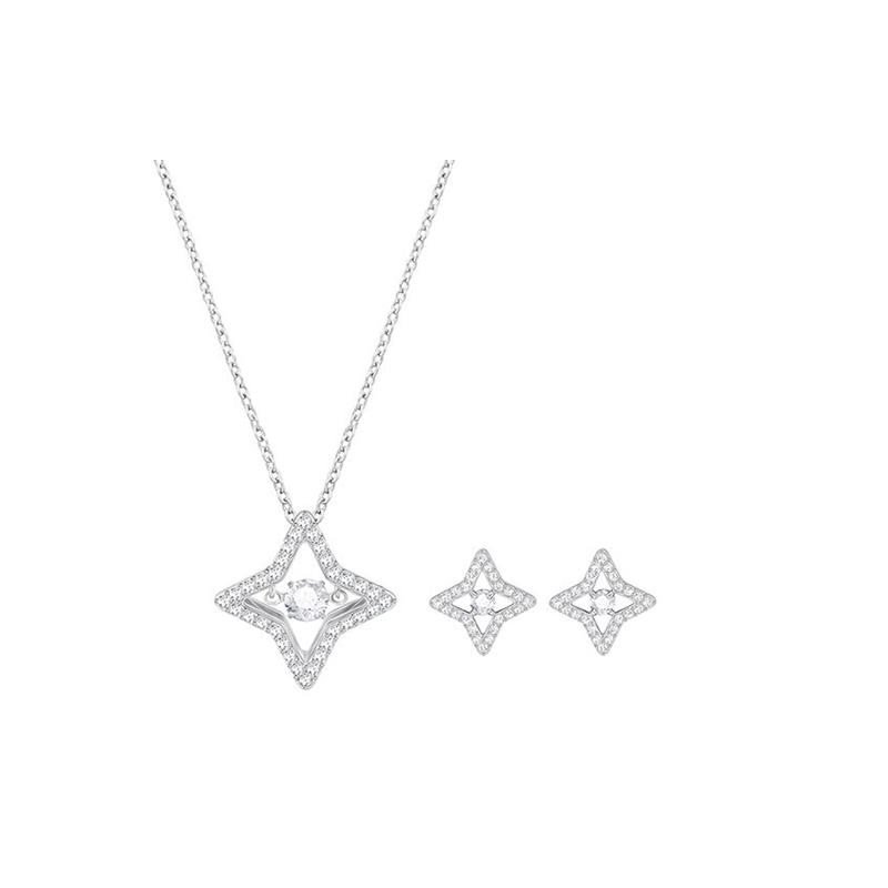 Swarovski Sparkling Dance Brilliant Star Ring Set Crystal Necklace Women's 5349667