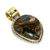 Подвеска из натурального драгоценного камня Питерсит из стерлингового серебра 925 пробы, двухцветная, 1,25 дюйма, G5j26
