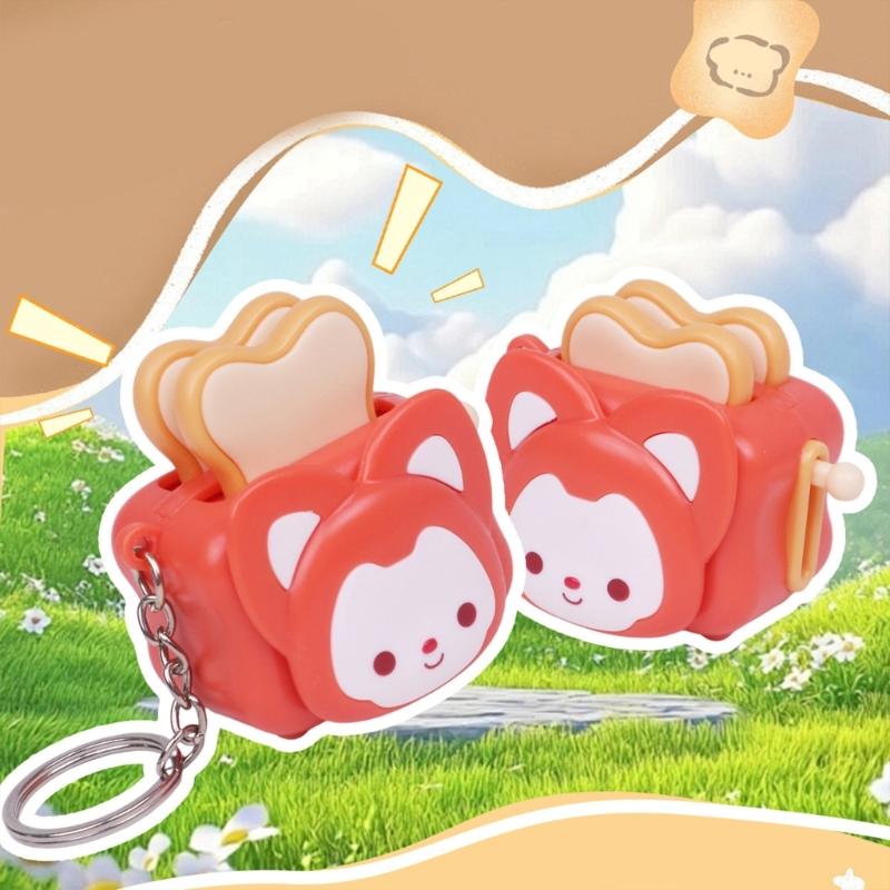 Novelty Toaster Keychain Realistic Sound Effect Plastic Simulation Model Multipurpose Decorative Accessory