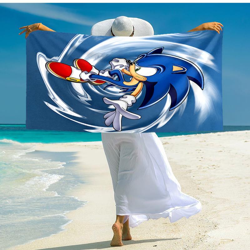 1pc S-Sonic (5) Beach Towel, Comfortable and Thick, and Swimming/Bath/Picnic/Camping Towel, Suitable for Seaside Beaches