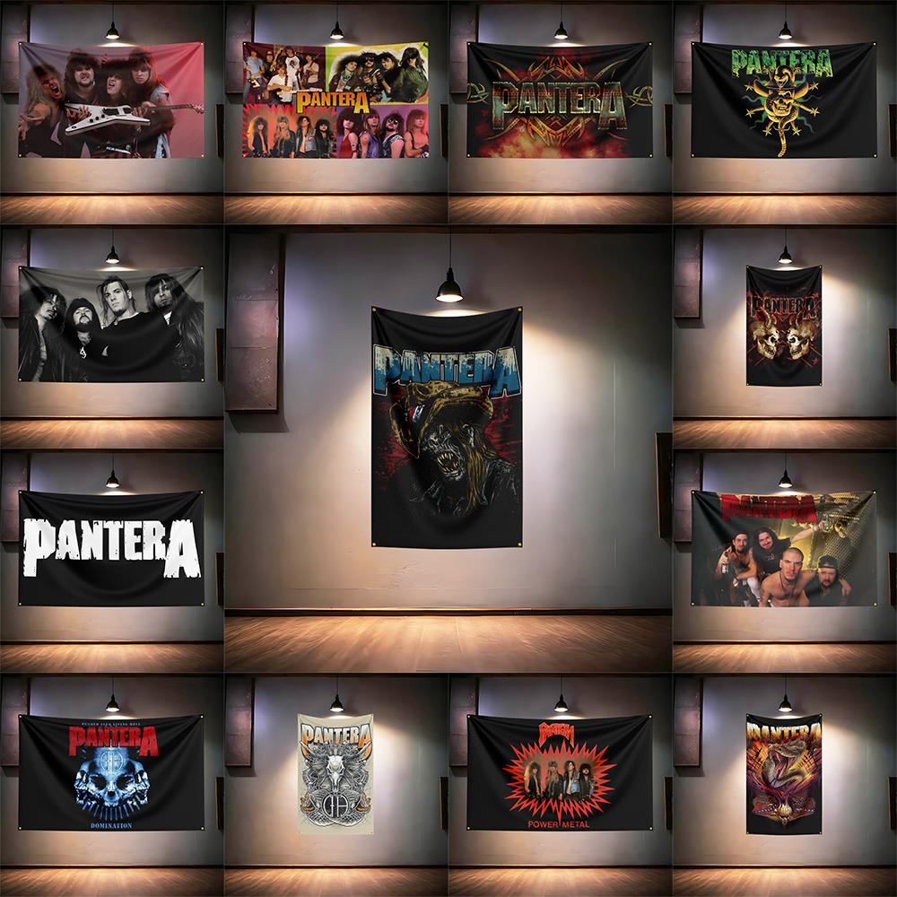 Флаг Рок-музыки 3x5 футов Для фанатов группы Pantera Баннер HD-печать Латунные люверсы Декор стены гаража, спальни, гостиной, общежития Гобелен