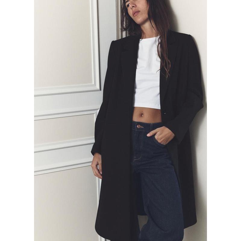 Fall and Winter New Women's Clothing Fashion Wind Loose Lapel Long Sleeves Button Decoration Soft Coat Outwear 4344660