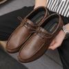 Мужские туфли, новые кожаные мокасины, удобные высококачественные туфли-лодочки с мягкой подошвой, на шнуровке, элегантные мужские туфли для вождения