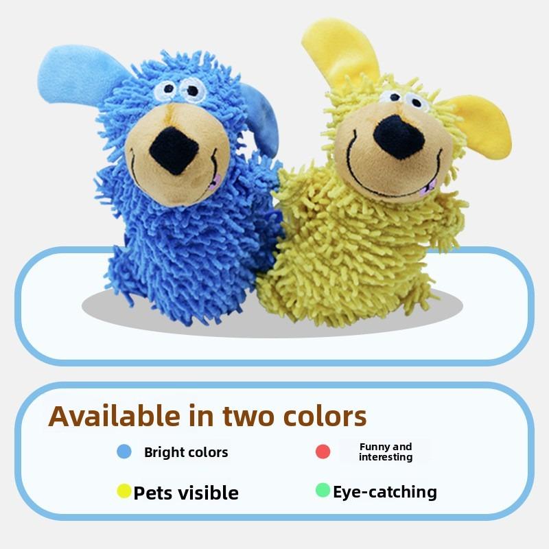 Mop Plush, Cute Dog Biting and Making Sounds, Throwing and Grinding Teeth Toys, Large and Small Dog Training Interactive Plush Toys