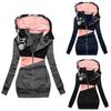 Women's Solid Stitching Drawstring Hooded Slim Fashion Jacket Coat Outwear
