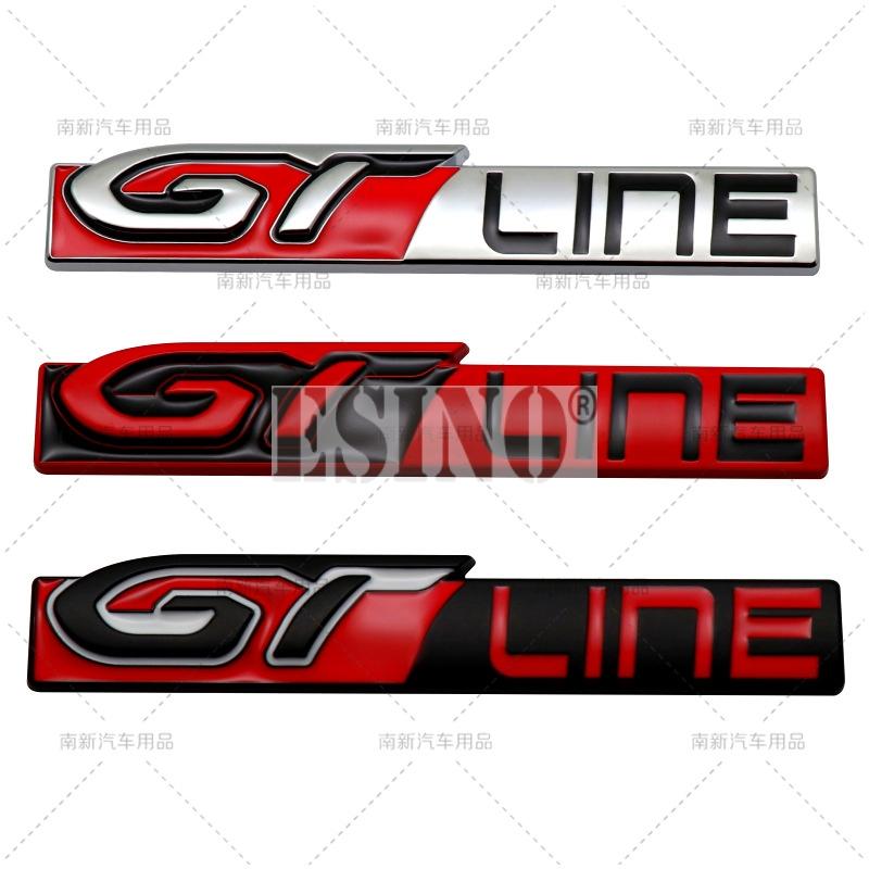 VZQR9 Car GT Line 3D Metal Chrome Zinc Alloy Emblem Car Badge Body Fender Adhesive Emblem for Peugeot GT RCZ 308 508 3008 5008