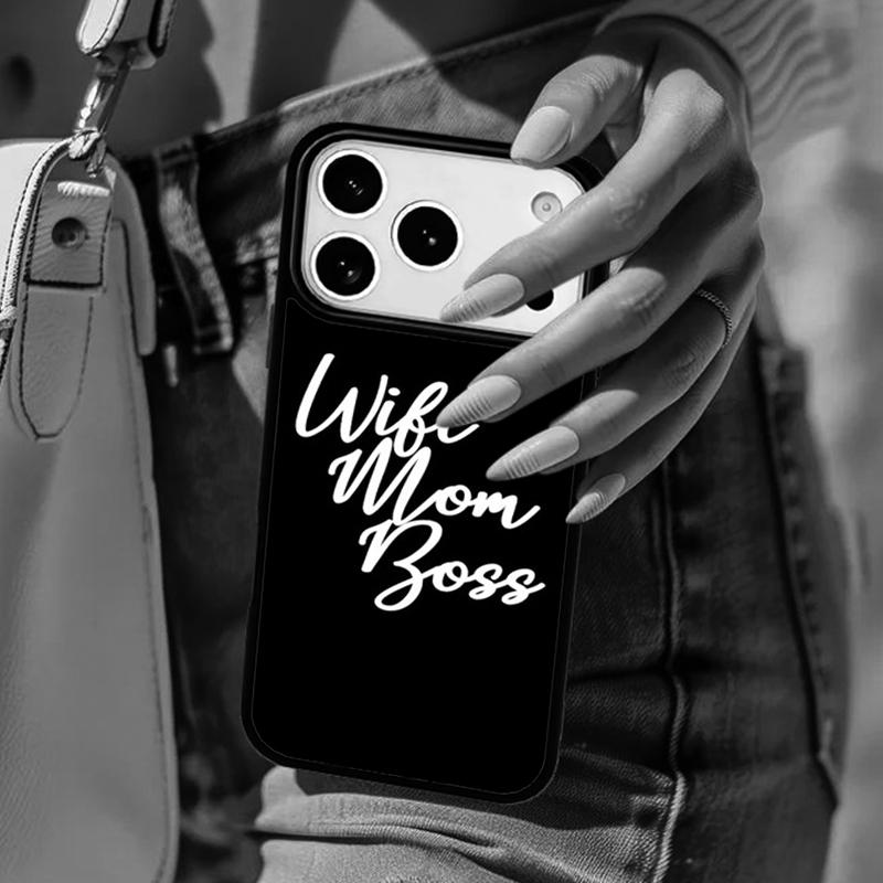 Чехол для телефона Wife Mom Boss funny для iPhone 17 Air 14 15 13 12 Max Чехол для Apple 16e 11 Pro Max Plus Coque