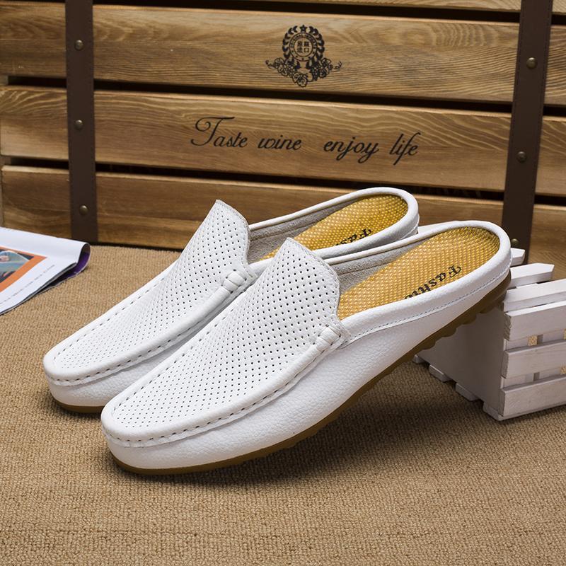 Shoes Men Lightweight Bean Shoes Summer Push Lazy Breathable Casual Half Support Slippers for Men Hole Men Shoes