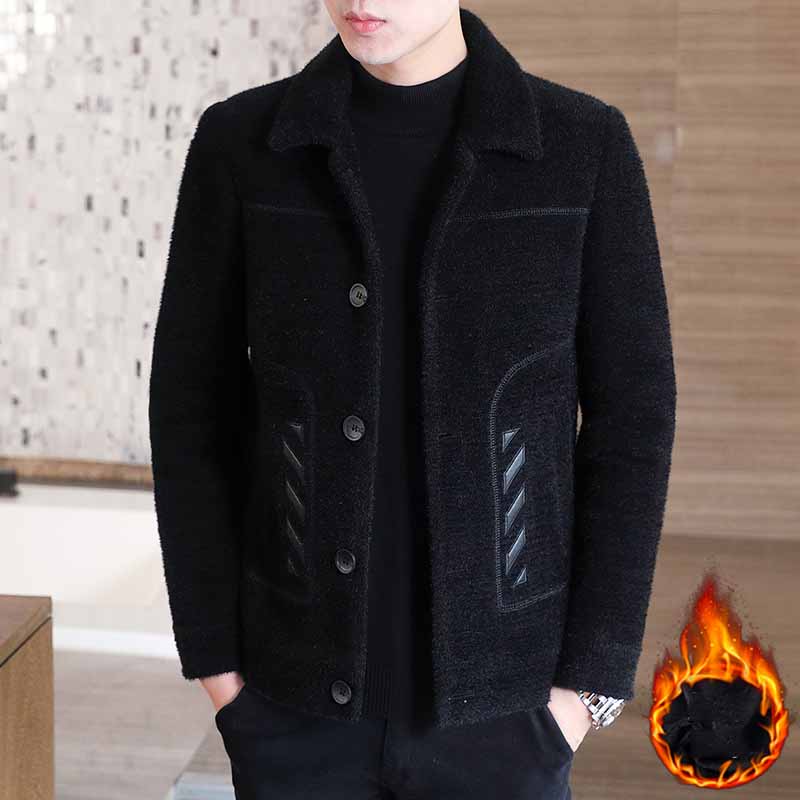 Winter Men's Wool Coat Mink Clothes Men's Thickened Jacket Winter Coat Autumn and Winter Woolen Coat