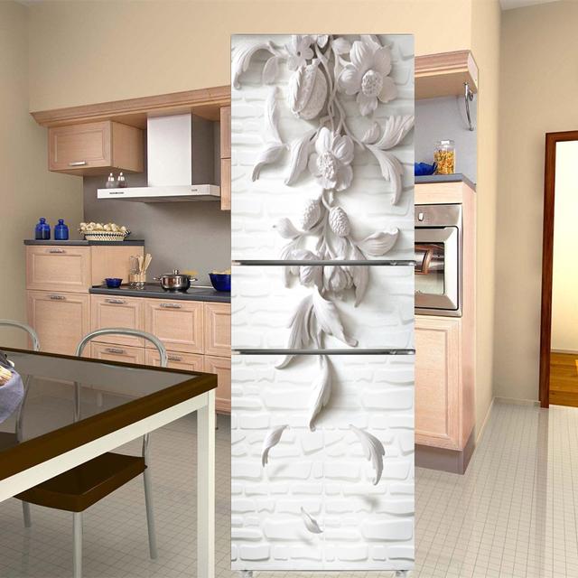 Белый цветок, украшения на дверь холодильника, элегантные цветы, наклейка на холодильник, самоклеящиеся наклейки на стену, виниловые обои, фреска, искусство