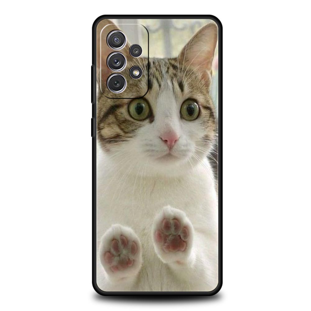 Милый чехол-котик с сердцем для Samsung Galaxy A17 A07 A55 A35 A25 A15 A05s A33 5G A31 A23 A21s A13 A41 A73 A53 A51 A71 A03