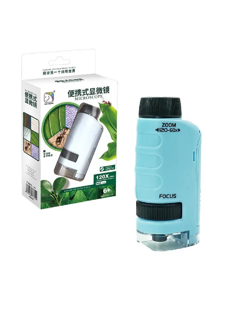 Kids Toys Science Experiment Pocket Microscope Kits 60-120x Educational Mini Handheld Microscope Light Children Stem Toy Gifts