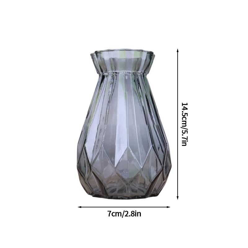 Gradient Glass Vase with Geometric Faceted Design Flower Vase for Wedding Centerpiece Arrangements Home Office Decor Floreros