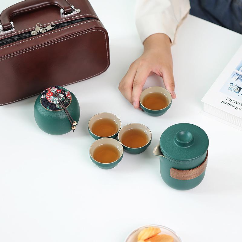 Travel Kung Fu Tea Set Small Set Portable Kuaike Cup One Pot Four Cups Outdoor Tea Pot Tea Cup Gifts
