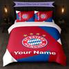 Bayern Munich Custom Name Text Bedding Set 1 Duvet Cover+2 Pillowcases Soccer Logo Personalized Gift For Special Occasion Bedroom Decor