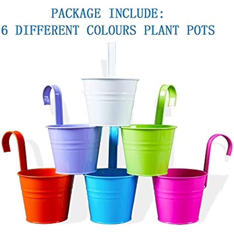 Подвесной кашпо, перила, балконный кашпо для комнатных уличных растений, металлическое ведро для трав, для оконного настенного забора со съемными крючками