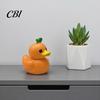 Solid Resin Statues Funny Orange Eggplant Duck Figurine, Fruit Vegetable Statue, Adorable Desk Whimsical Animal Sculptures Decor for Car Dashboard