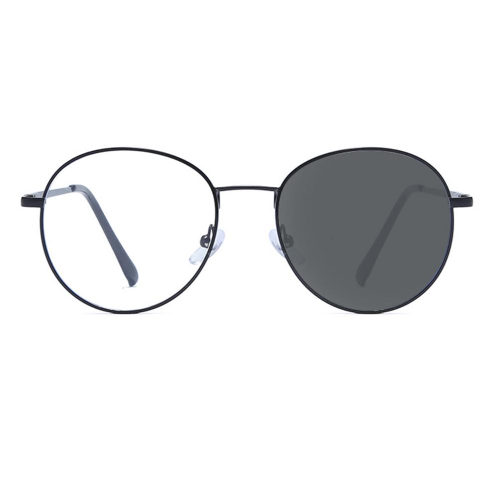 Round Style Alloy Frame One-piece Nose Pads Fashion Photochromic Reading Glasses +0.75 To +4