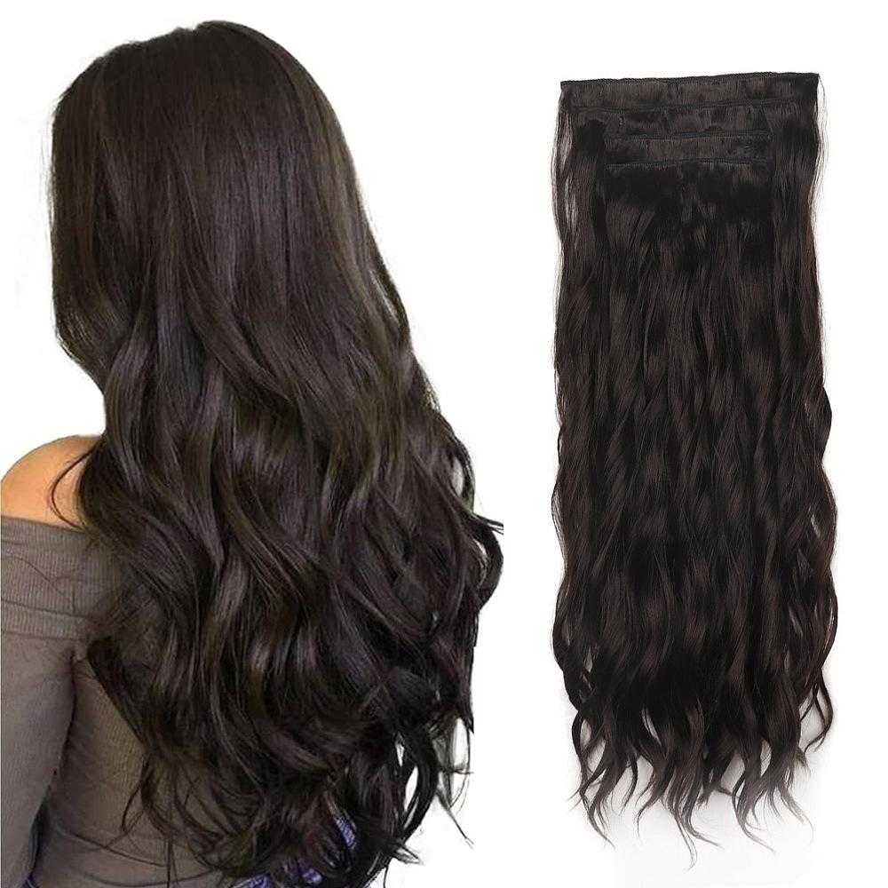 Женский парик синтетический набор из четырех частей на заколках, волосы с эффектом водной ряби, кудрявые, накладка для замены волос