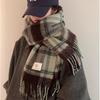 Высококачественный клетчатый шарф в корейском стиле: Теплая, Утолщенная Шаль, Похожая на Кашемир, для Студентов и Пар