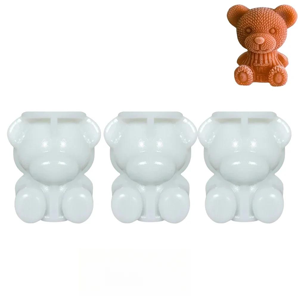 3D Форма для кубиков льда в виде медведя Силиконовая форма для шоколада и кексов Крем DIY Инструмент для выпечки для коктейлей Виски Десерт Декор Многоразовый Комплект