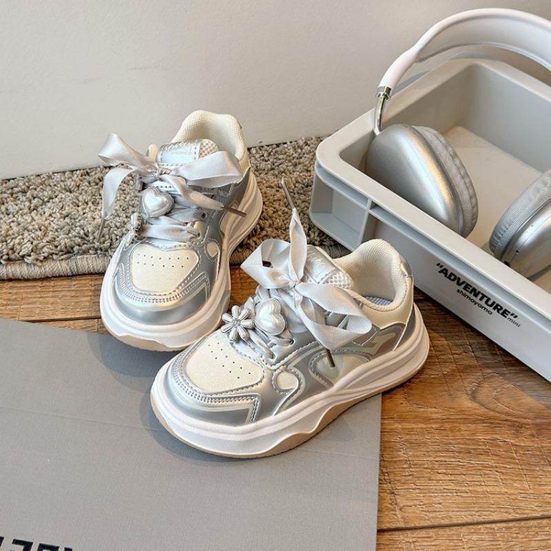 Fashion Children's Sneakers Baby Girls Fashion Lace-Up Bow Sport Shoes Soft Sole Anti-slip Kids Casual Shoes Toddler Girls Party Shoes