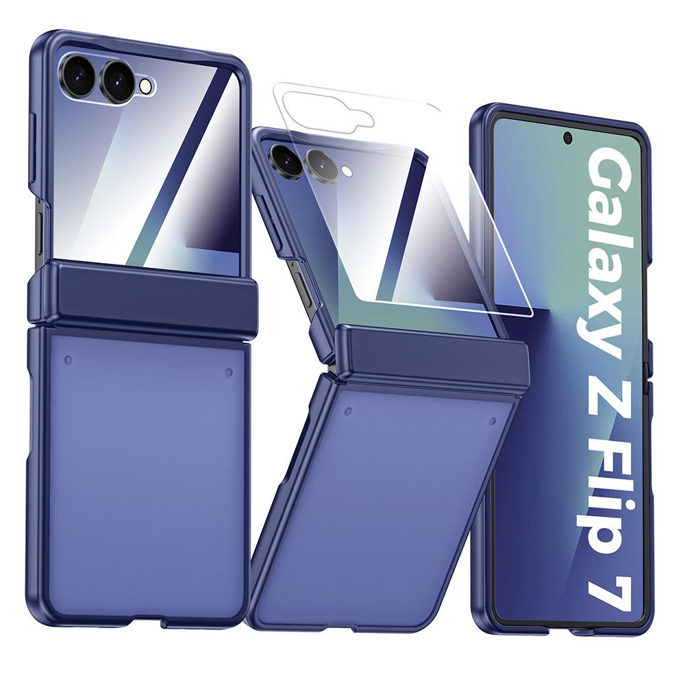 Чехол для Samsung Z Flip7 с откидным магнитным кольцом и встроенной защитой экрана