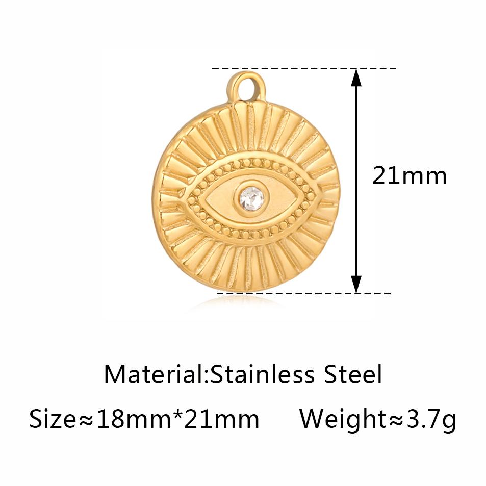 3pcs Stainless Steel Gold Color Plated Rhinestone Evil Blue Eye Charms Necklace Bracelet Earring DIY Jewelry Making Accessories