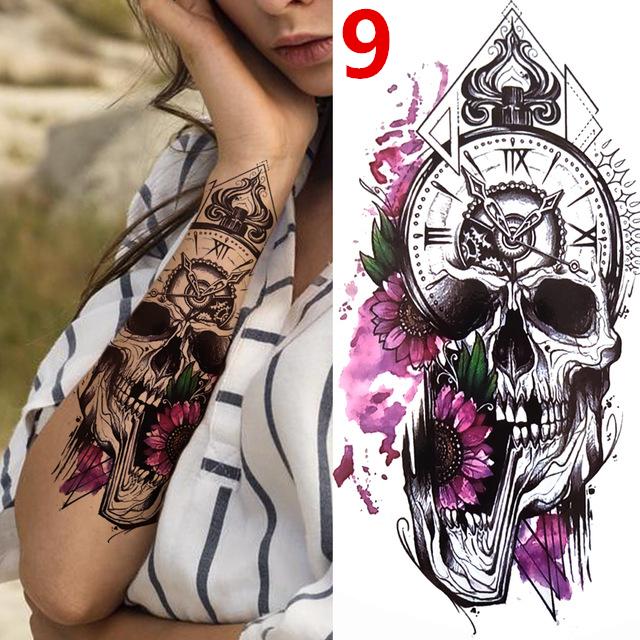 1 шт. Наклейка-тату «Черный лес» для мужчин, женщин, детей, временная татуировка с тигром, волком, черепом смерти, имитация хны, скелет, животное