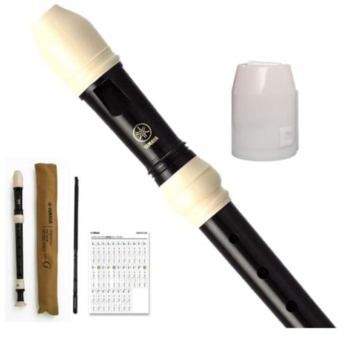 Yamaha YRS-301III German Style Soprano Recorder, ABS Resin, with Antibacterial Cap Set