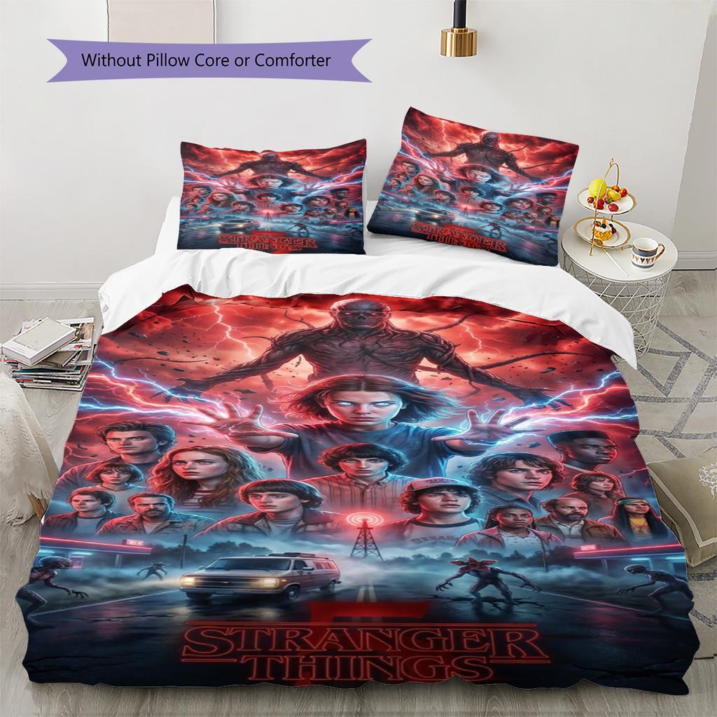 Stranger Pattern Bedding Set Quilt Cover Pillowcase Home Decor Gift (1 * duvet cover + 2 * pillowcase, without core)