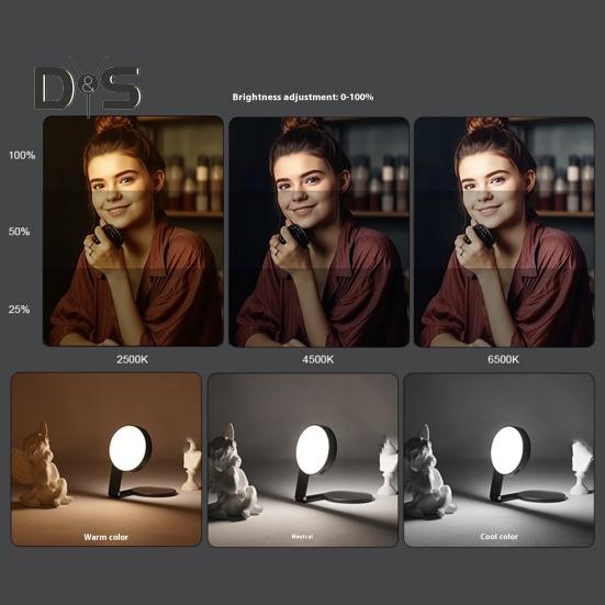 Магнитный заполняющий свет с зеркалом, 3 режима освещения, регулируемая яркость, компактный дизайн, светодиодный светильник для селфи, перезаряжаемый светильник для видеоконференций