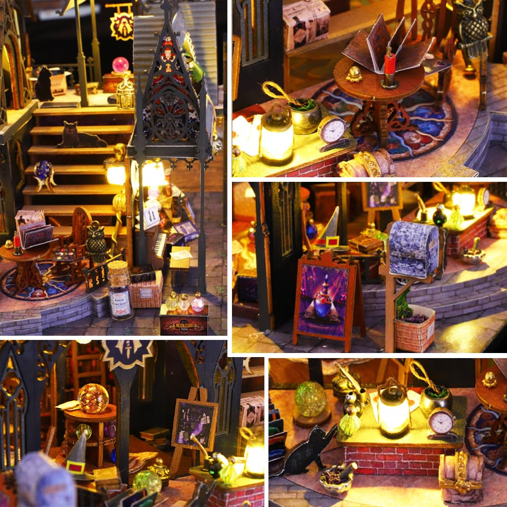 Октябрьская сказка DIY миниатюрный кукольный домик набор 3D деревянная обучающая игрушка волшебная хижина с пылезащитным чехлом и музыкальная модель здания домашний декор для