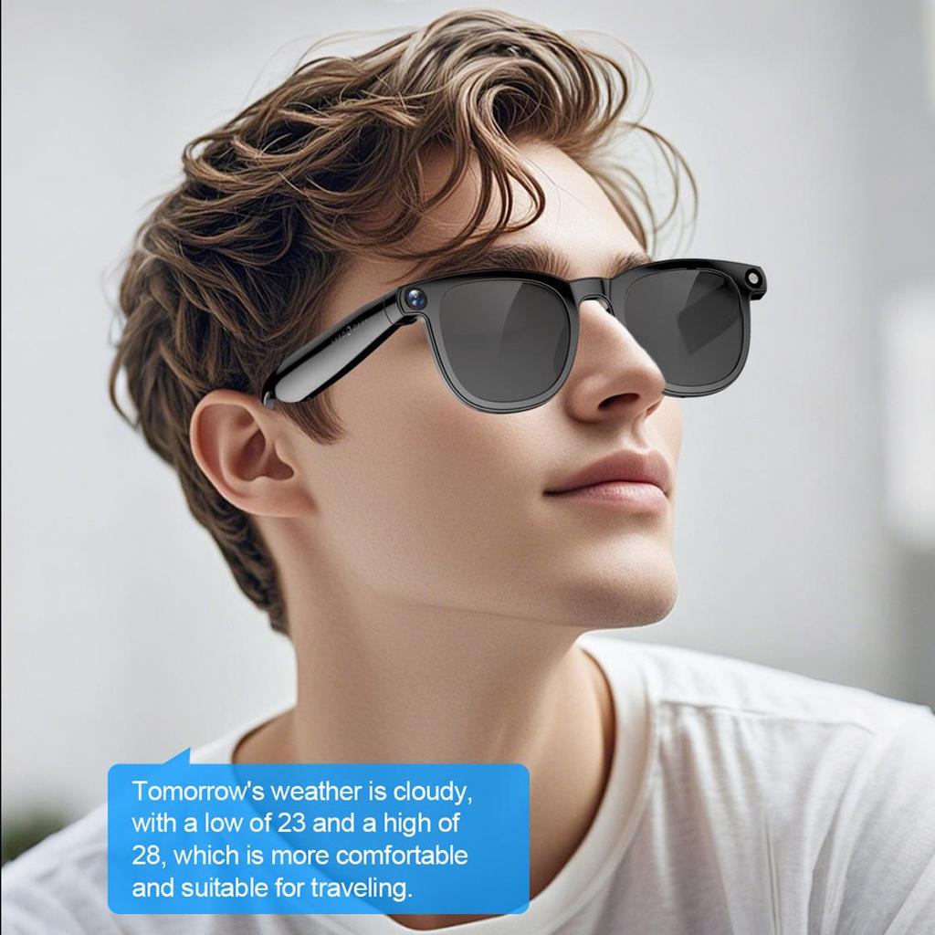 CY01 Smart Glasses: 800W Pixel Camera, AI Translation, Video/Meeting Recording, Object Recognition, Calls, Bluetooth Connectivity.