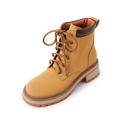 Осенне-зимняя обувь из коровьей кожи, ковбойские сапоги в стиле вестерн, женские ботильоны на толстом среднем каблуке с круглым носком, на шнуровке